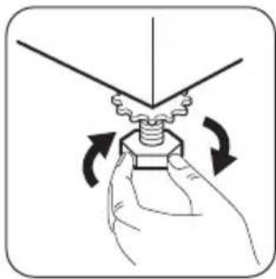 Illustration of a hand holding a mechanical component with rotational arrows indicating motion (no text or symbols)