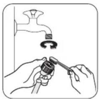 Illustration of hands using a tool to adjust or install a wall-mounted device (no text or symbols present)