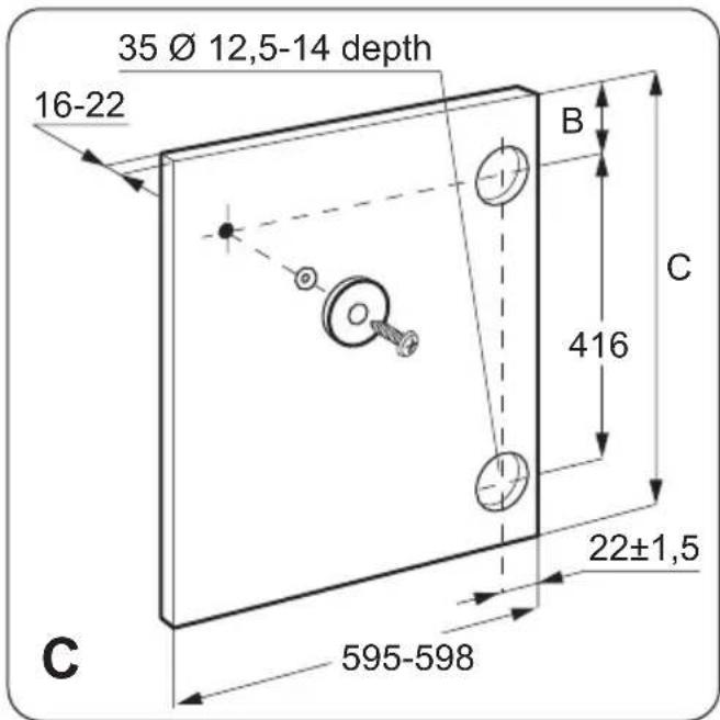 35 Ø 12,5-14 depth 16-22 B C 416 22±1,5 C 595-598