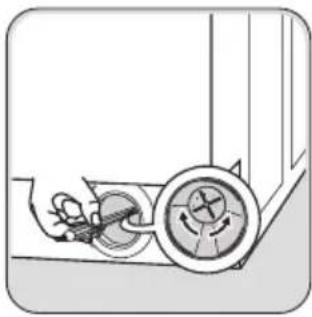 Diagram of a mechanical device with a circular component and tool, no visible text or symbols