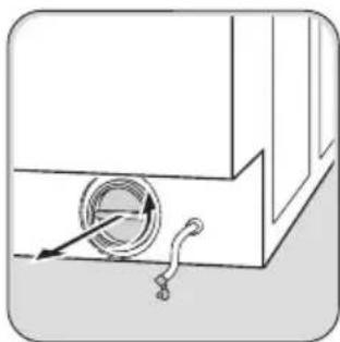 Simple line drawing of a ceiling fixture with a coiled pipe and a hanging hook (no text or symbols)