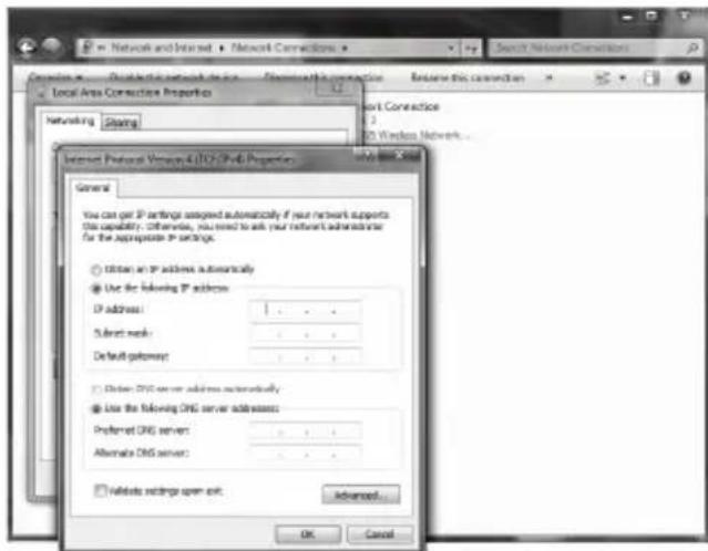 Network and Internet Local Area Connection Properties Networking Sharing Internet Protocol Version 4 (I/O) (I/O) Properties General You can get IP settings assigned automatically if your network supports this capability. Otherwise, you need to ask your network administrator for the appropriate IP settings. ● Edit an IP address automatically ● Use the following IP address: IP address: Subnet mask: Default gateway: ● Delete DNS server address automatically ● Use the following DNS server addresses: Preferred DNS server: Alternate DNS server: ● Validate settings open out. Advanced... OK Cancel
