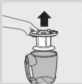 Illustration of a hand pressing down on a device with an upward arrow (no text or symbols)