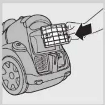 Line drawing of a hand inserting a grid into a device.
