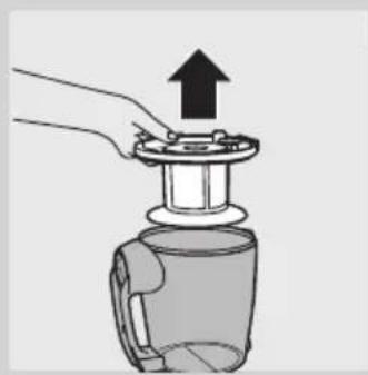 Illustration of a hand pressing down on a device with an upward arrow.