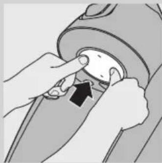 Illustration of hands adjusting a mechanical component with an arrow indicating rotation (no text or symbols present)