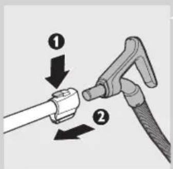 Diagram showing two steps of a hairpin application: step 1 indicates the first step, and step 2 indicates the second step.