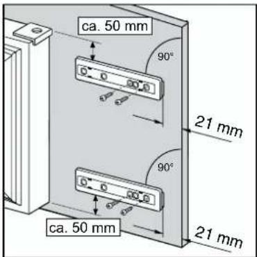 ca. 50 mm 90° 21 mm 90° ca. 50 mm 21 mm
