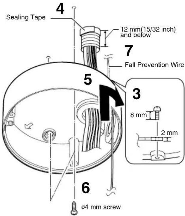 Sealing Tape 12 mm (15/32 inch) and below. Fall Prevention Wire 6. ø4 mm screw 3. 8 mm 2 mm.