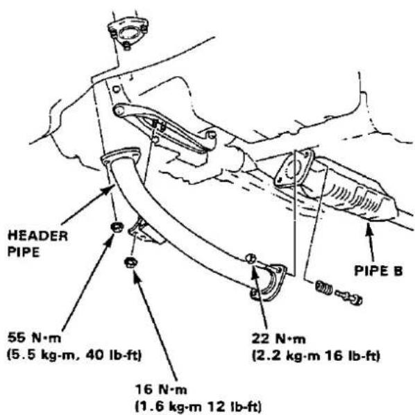 HEADER PIPE 55 N·m (5.5 kg·m, 40 lb-ft) 16 N·m (1.6 kg·m 12 lb-ft) 22 N·m (2.2 kg·m 16 lb-ft) PIPE B