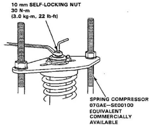 10 mm SELF-LOCKING NUT 30 N·m (3.0 kg·m, 22 lb·ft) SPRING COMPRESSOR 07GAE—SE00100 EQUIVALENT COMMERCIALLY AVAILABLE