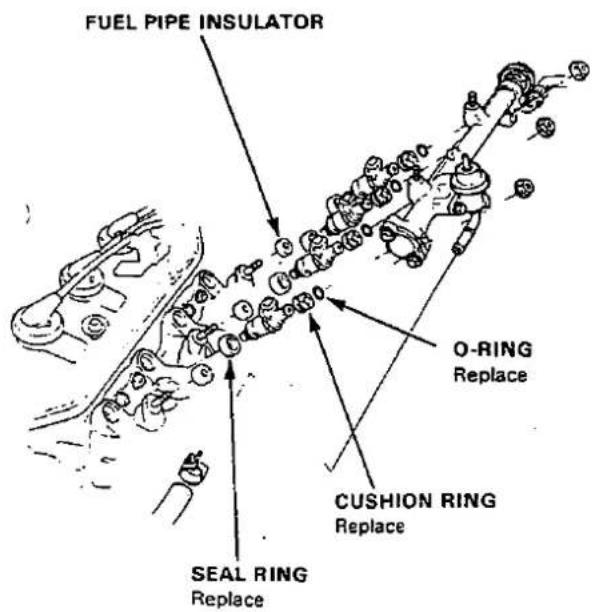 FUEL PIPE INSULATOR O-RING Replace CUSHION RING Replace SEAL RING Replace
