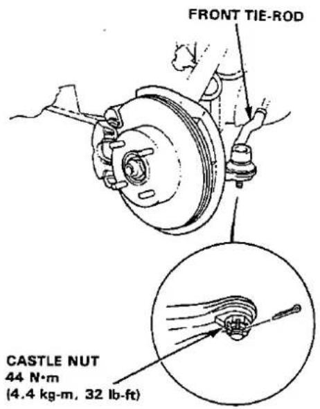 FRONT TIE-ROD CASTLE NUT 44 N·m (4.4 kg-m, 32 lb-ft)