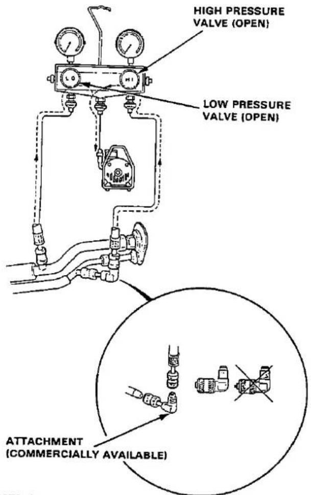 HIGH PRESSURE VALVE (OPEN) LOW PRESSURE VALVE (OPEN) ATTACHMENT (COMMERCIALLY AVAILABLE)