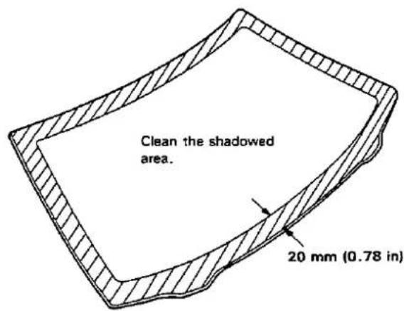Clean the shadowed area. 20 mm (0.78 in)