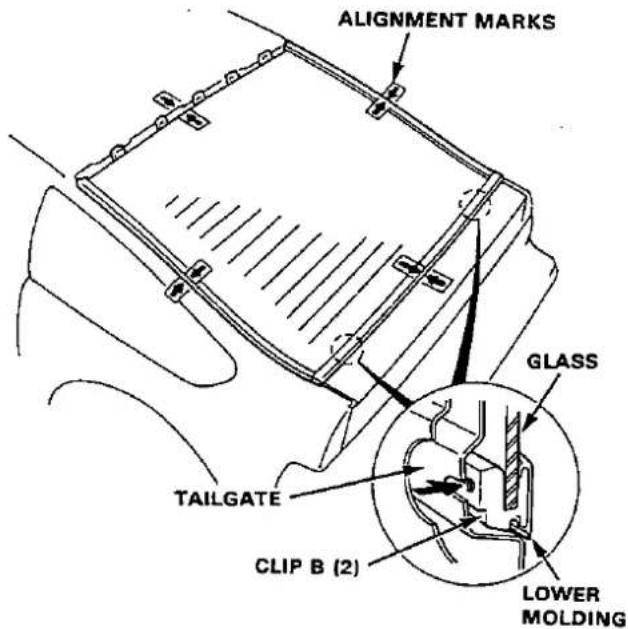 ALIGNMENT MARKS GLASS TAILGATE CLIP B (2) LOWER MOLDING