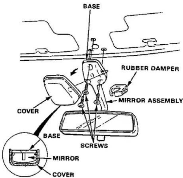 BASE RUBBER DAMPER MIRROR ASSEMBLY COVER BASE SCREWS MIRROR COVER