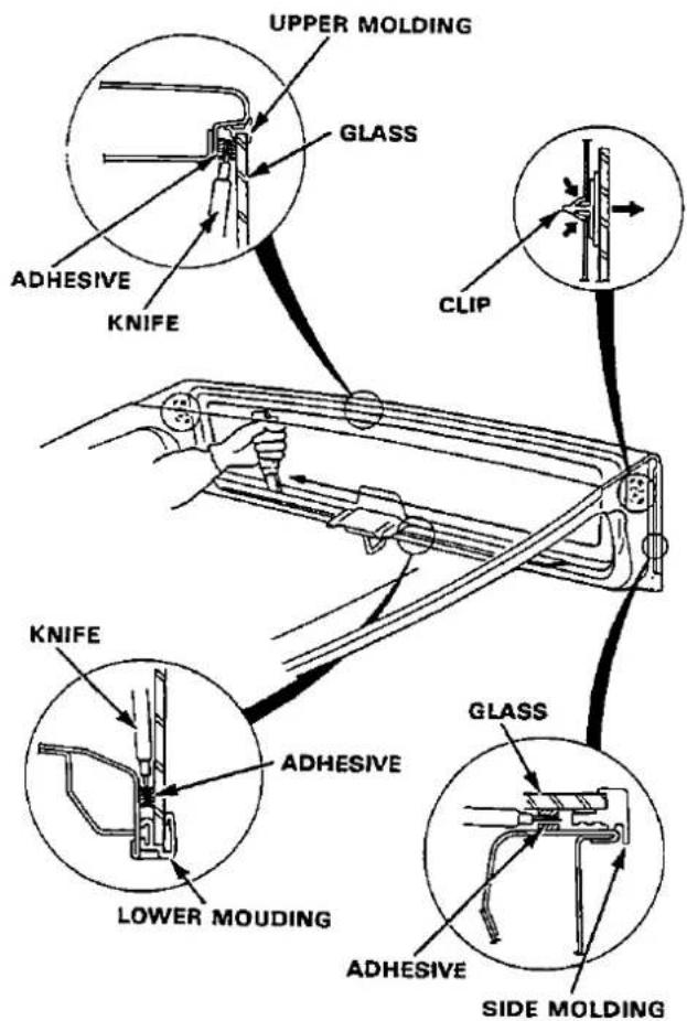 UPPER MOLDING GLASS ADHESIVE KNIFE CLIP KNIFE ADHESIVE LOWER MOULDING GLASS ADHESIVE SIDE MOLDING