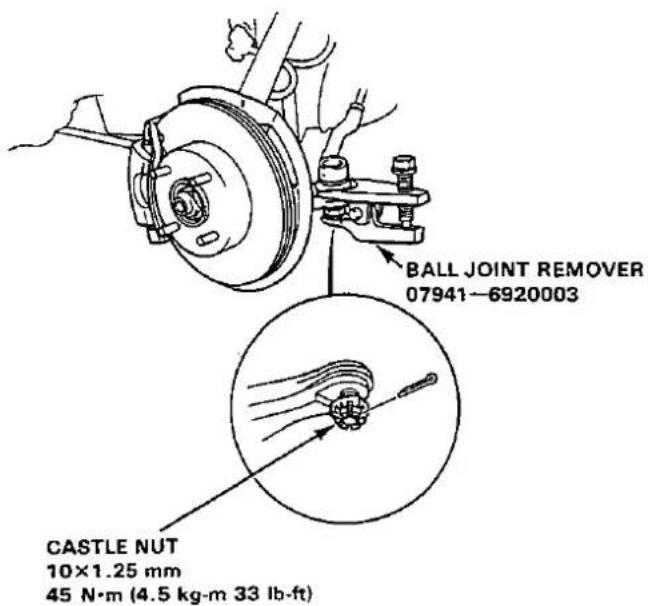 BALL JOINT REMOVER 07941-6920003 CASTLE NUT 10×1.25 mm 45 N·m (4.5 kg-m 33 lb-ft)