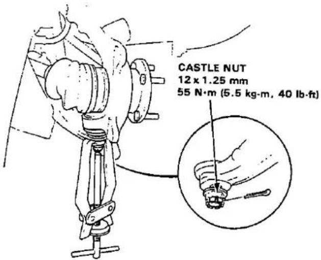 CASTLE NUT 12 x 1.25 mm 55 N·m (5.5 kg·m, 40 lb·ft)
