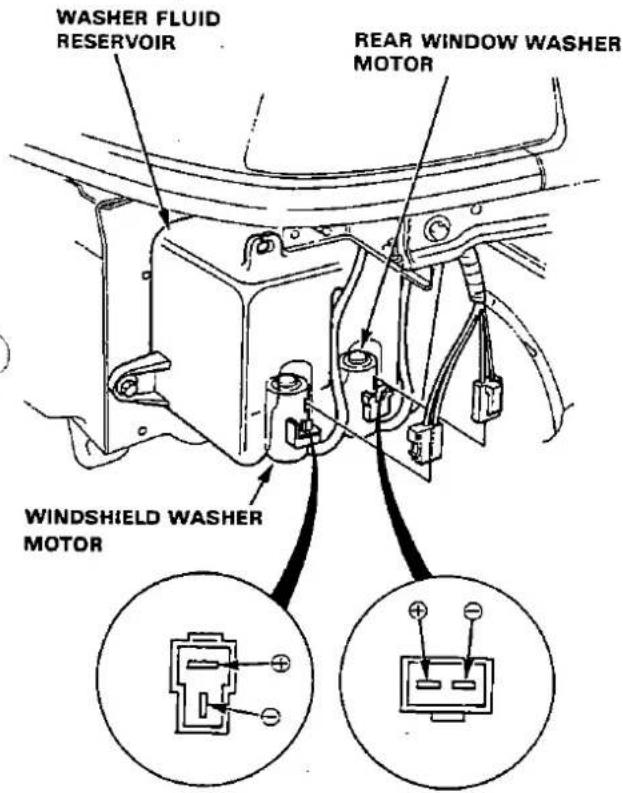 WASHER FLUID RESERVOIR REAR WINDOW WASHER MOTOR WINDSHIELD WASHER MOTOR