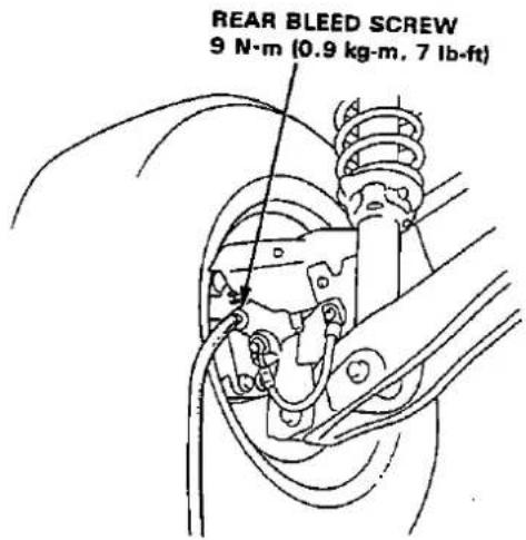 REAR BLEED SCREW 9 N·m (0.9 kg·m, 7 lb·ft)