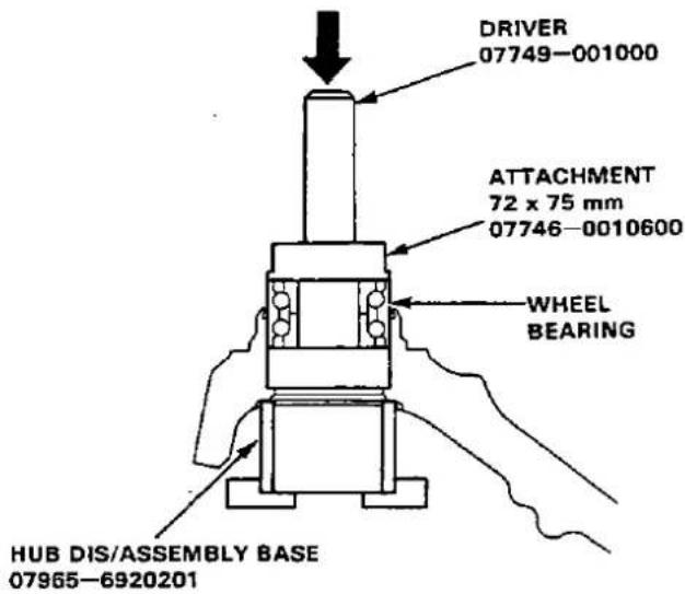DRIVER 07749-001000 ATTACHMENT 72 x 75 mm 07746-0010600 WHEEL BEARING HUB DIS/ASSEMBLY BASE 07965-6920201