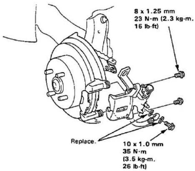 8 x 1.25 mm 23 N·m (2.3 kg·m. 16 lb-ft) Replace. 10 x 1.0 mm 35 N·m (3.5 kg·m. 26 lb-ft)