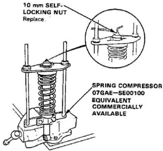 10 mm SELF- LOCKING NUT Replace. SPRING COMPRESSOR 07GAE-SE00100 EQUIVALENT COMMERCIALLY AVAILABLE