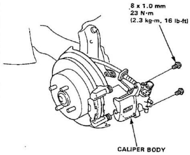 .8 x 1.0 mm 23 N·m (2.3 kg·m, 16 lb·ft) CALIPER BODY