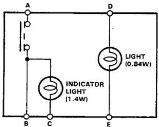 A D INDICATOR LIGHT (1.4W) B C E LIGHT (0.84W)