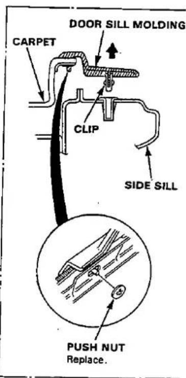 CARPET DOOR SILL MOLDING CLIP SIDE SILL PUSH NUT Replace.