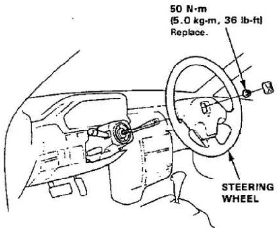 50 N·m (5.0 kg·m, 36 lb·ft) Replace. STEERING WHEEL