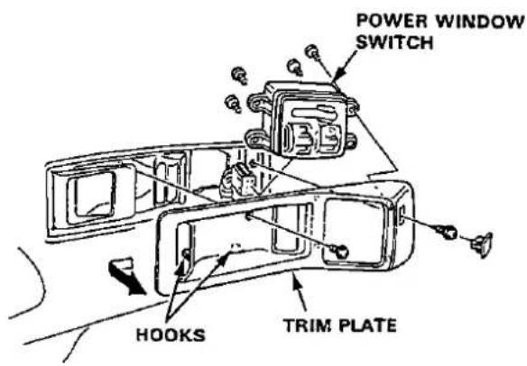 POWER WINDOW SWITCH HOOKS TRIM PLATE
