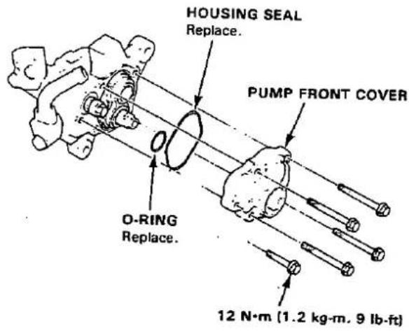 HOUSING SEAL Replace. PUMP FRONT COVER O-RING Replace. 12 N·m (1.2 kg·m. 9 lb·ft)