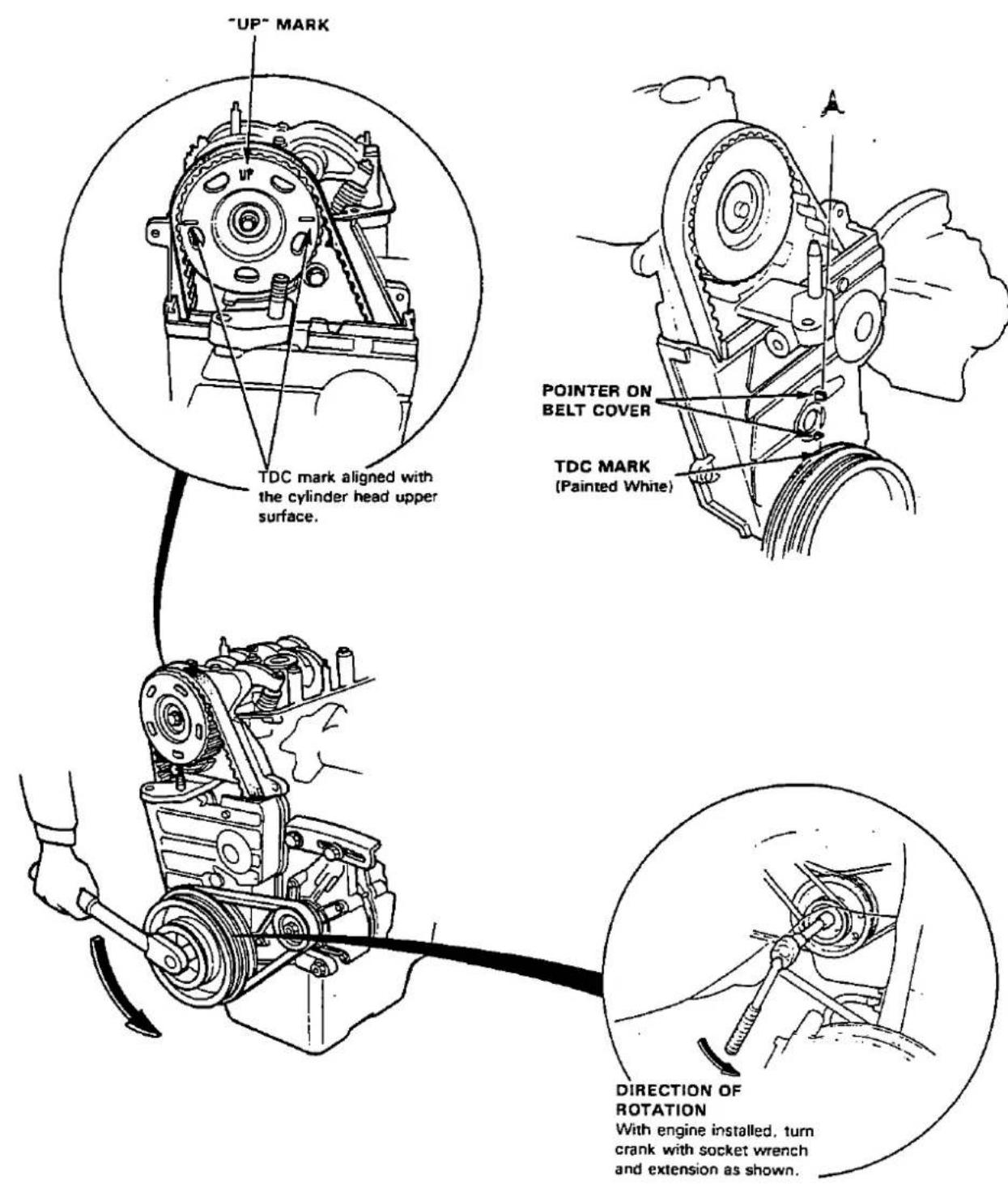 Honda Civic Coupe CRX (1987) - - Positioning Crankshaft Before Installing Timing Belt - 1