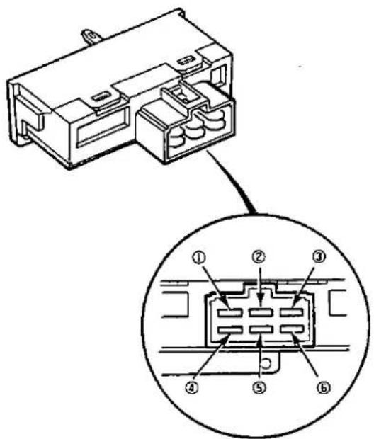 Technical diagram of an electrical connector with numbered parts and a magnified inset showing internal structure.