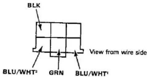 BLK View from wire side BLU/WHT² GRN BLU/WHT¹