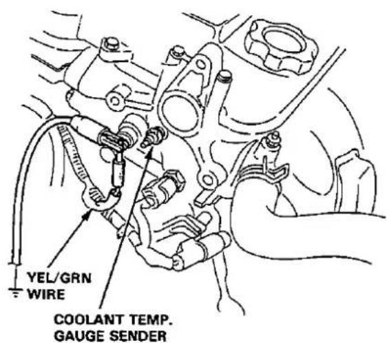 YEL/GRN WIRE COOLANT TEMP. GAUGE SENDER