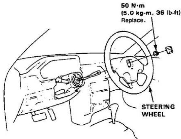 50 N·m (5.0 kg-m, 36 lb-ft) Replace. STEERING WHEEL