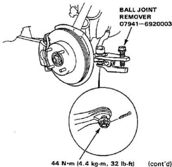 BALL JOINT REMOVER 07941-6920003 44 N·m (4.4 kg·m, 32 lb·ft) (cont'd)