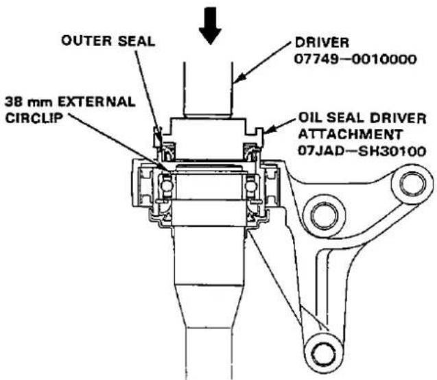 OUTER SEAL 38 mm EXTERNAL CIRCLIP DRIVER 07749-0010000 OIL SEAL DRIVER ATTACHMENT 07JAD-SH30100