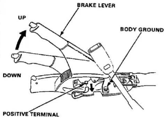UP BRAKE LEVER BODY GROUND DOWN POSITIVE TERMINAL