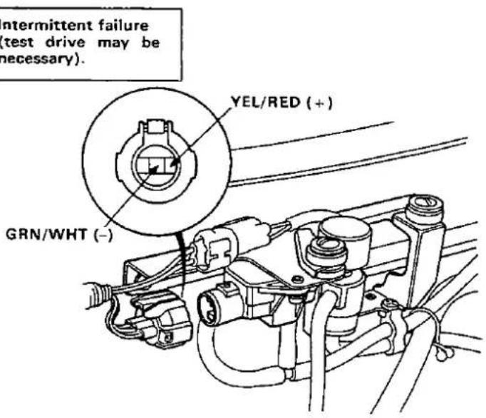 intermittent failure test drive may be necessary). YEL/RED (+) GRN/WHT (-)
