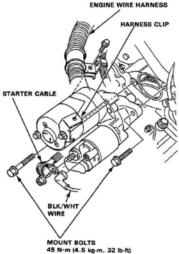 ENGINE WIRE HARNESS HARNESS CLIP STARTER CABLE BLK/WHT WIRE MOUNT BOLTS 45 N·m (4.5 kg·m, 32 lb-ft)
