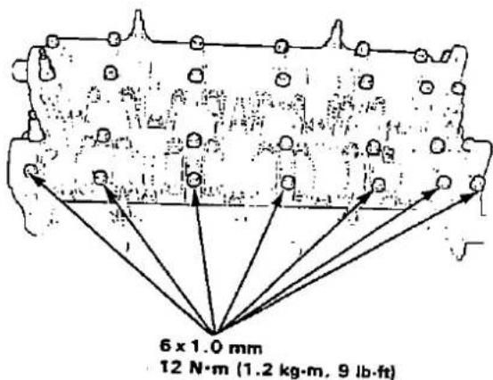 6 x 1.0 mm 12 N·m (1.2 kg·m, 9 lb·ft)