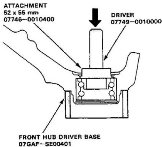 ATTACHMENT 52 x 55 mm 07746-0010400 DRIVER 07749-0010000 FRONT HUB DRIVER BASE 07GAF-SE00401