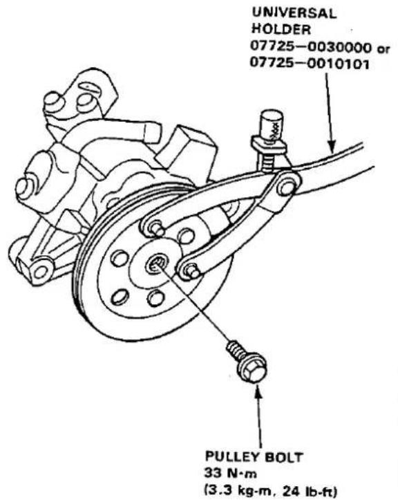 UNIVERSAL HOLDER 07725-0030000 or 07725-0010101 PULLEY BOLT 33 N·m (3.3 kg·m, 24 lb·ft)