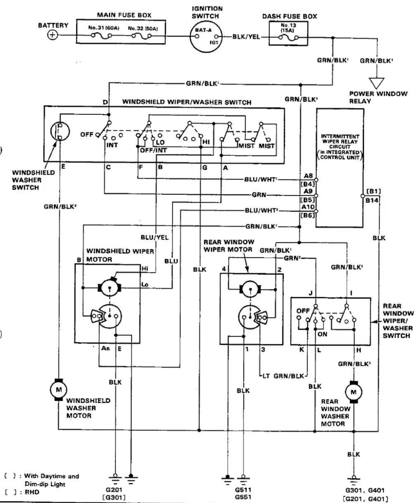 Honda Civic Coupe CRX (1987) - Circuit Diagram - 1