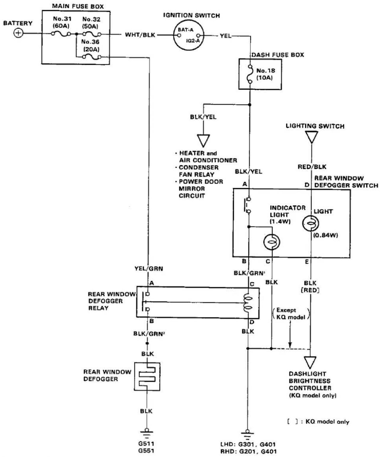 Honda Civic Coupe CRX (1987) - Circuit Diagram - 1
